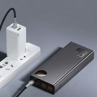 Baseus Adaman Kovinska napajalna banka z digitalnim zaslonom QC PD 20000mAh 65W, črna kabel USB-A/USB-C 30cm, črna Baseus Adaman Kovinska napajalna banka z digitalnim zaslonom QC PD 20000mAh 65W, črna kabel USB-A/USB-C 30cm, črna