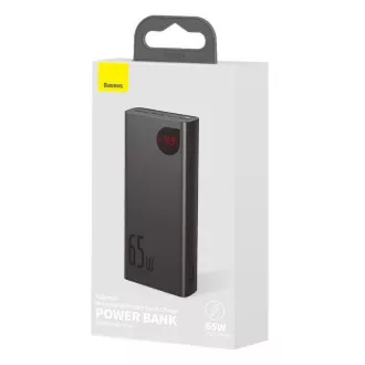 Baseus Adaman Kovinska napajalna banka z digitalnim zaslonom QC PD 20000mAh 65W, črna kabel USB-A/USB-C 30cm, črna Baseus Adaman Kovinska napajalna banka z digitalnim zaslonom QC PD 20000mAh 65W, črna kabel USB-A/USB-C 30cm, črna