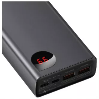 Baseus Adaman Kovinska napajalna banka z digitalnim zaslonom QC PD 20000mAh 65W, črna kabel USB-A/USB-C 30cm, črna Baseus Adaman Kovinska napajalna banka z digitalnim zaslonom QC PD 20000mAh 65W, črna kabel USB-A/USB-C 30cm, črna