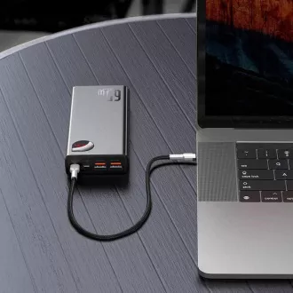 Baseus Adaman Kovinska napajalna banka z digitalnim zaslonom QC PD 20000mAh 65W, črna kabel USB-A/USB-C 30cm, črna Baseus Adaman Kovinska napajalna banka z digitalnim zaslonom QC PD 20000mAh 65W, črna kabel USB-A/USB-C 30cm, črna