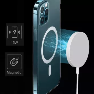 1stCOOL Brezžični polnilec QI 15 W, prenosni, magnetni, združljiv s sistemom MagSafe, bel