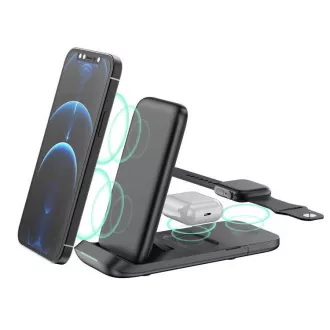 1stCOOL Brezžični polnilec QI 3v1, zložljiv, združljiv z Apple, črn 1stCOOL Brezžični polnilec QI 3v1, zložljiv, združljiv z Apple, črn