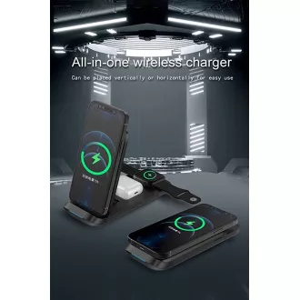 1stCOOL Brezžični polnilec QI 3v1, zložljiv, združljiv z Apple, črn 1stCOOL Brezžični polnilec QI 3v1, zložljiv, združljiv z Apple, črn