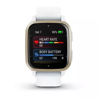 Garmin Venu Sq 2, krem zlata / bel silikonski trak