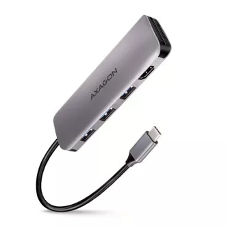 AXAGON HMC-HCR3A, vozlišče USB 3.2 Gen 1, 3x vrata USB-A, HDMI 4k/30Hz, SD/microSD, kabel USB-C 20 cm
