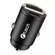 C-TECH USB avtomobilski polnilec UCC-02, 1x tip C   1 x tip A, 30W