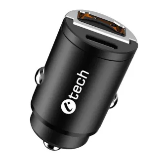 C-TECH USB avtomobilski polnilec UCC-02, 1x tip C   1 x tip A, 30W