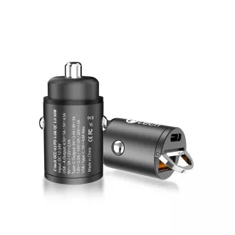 C-TECH USB avtomobilski polnilec UCC-02, 1x tip C   1 x tip A, 30W