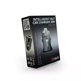 C-TECH USB avtomobilski polnilec UCC-02, 1x tip C   1 x tip A, 30W