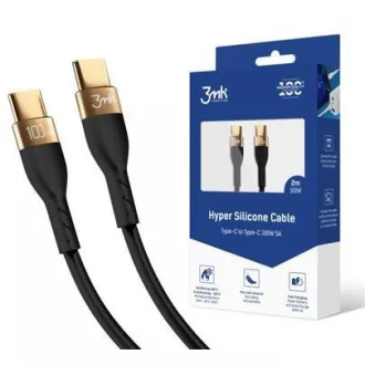 3mk podatkovni kabel - Hiper silikonski kabel C do C 2m 100W, črn 3mk podatkovni kabel - Hiper silikonski kabel C do C 2m 100W, črn