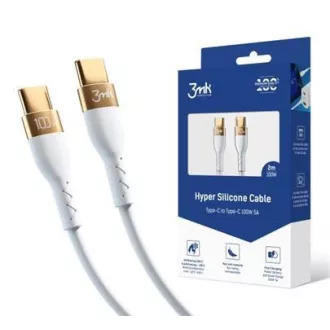 3mk podatkovni kabel - Hiper silikonski kabel C do C 2m 100W, bel 3mk podatkovni kabel - Hiper silikonski kabel C do C 2m 100W, bel