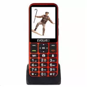 EVOLVEO EasyPhone LT, mobilni telefon za starejše s stojalom za polnjenje, rdeč