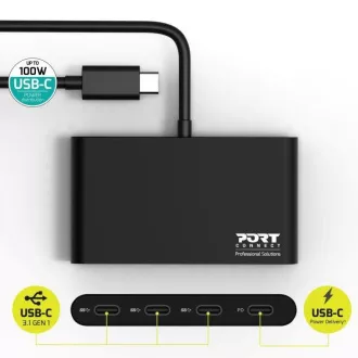 PORT hub USB-C s 3x USB-C 3.1 priključki   1x USB-C 100 W PD
