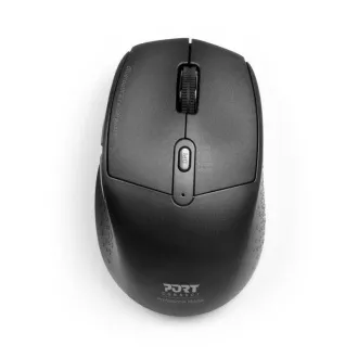 PORT polnilna miška z dvojno brezžično povezavo, BT, 2, 4 GHz, USB-A/C, črna