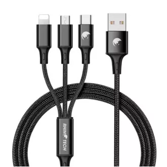 RhinoTech Kabel za polnjenje in prenos podatkov 3v1 USB-A (MicroUSB Lightning USB-C) 1, 2 m črn RhinoTech Kabel za polnjenje in prenos podatkov 3v1 USB-A (MicroUSB Lightning USB-C) 1, 2 m črn