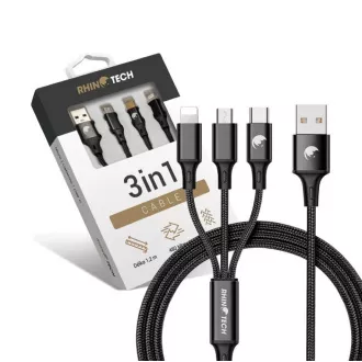 RhinoTech Kabel za polnjenje in prenos podatkov 3v1 USB-A (MicroUSB Lightning USB-C) 1, 2 m črn RhinoTech Kabel za polnjenje in prenos podatkov 3v1 USB-A (MicroUSB Lightning USB-C) 1, 2 m črn