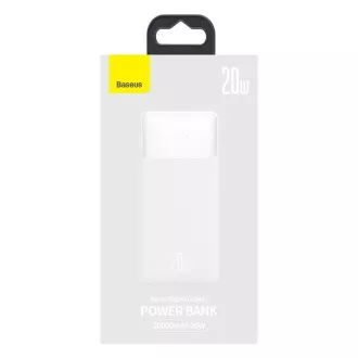 Baseus Bipow powerbank z digitalnim zaslonom 20000mAh 20W bela