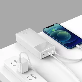 Baseus Bipow powerbank z digitalnim zaslonom 30000mAh 15W bela