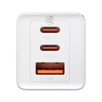 Baseus GaN5 Pro adapter za hitro polnjenje 2x USB-C   USB-A 65W bela