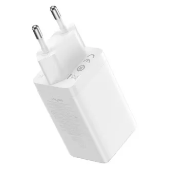 Baseus GaN5 Pro adapter za hitro polnjenje 2x USB-C   USB-A 65W bela