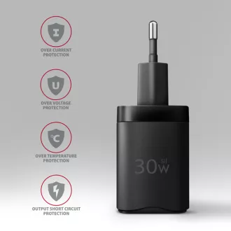 AXAGON ACU-PQ30, polnilec 30 W, 2x vrata (USB-A   USB-C), PD3.0/PPS/QC4 /SFC/AFC/Apple, črn