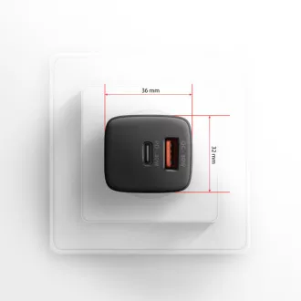 AXAGON ACU-PQ30, polnilec 30 W, 2x vrata (USB-A   USB-C), PD3.0/PPS/QC4 /SFC/AFC/Apple, črn
