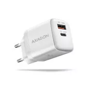 AXAGON ACU-PQ30W, polnilec 30 W, 2x vrata (USB-A   USB-C), PD3.0/PPS/QC4 /SFC/AFC/Apple, bel