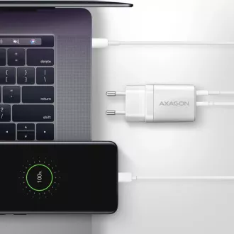 AXAGON ACU-PQ30W, polnilec 30 W, 2x vrata (USB-A   USB-C), PD3.0/PPS/QC4 /SFC/AFC/Apple, bel