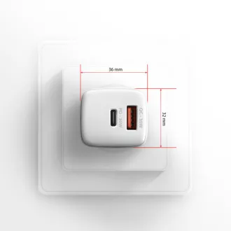 AXAGON ACU-PQ30W, polnilec 30 W, 2x vrata (USB-A   USB-C), PD3.0/PPS/QC4 /SFC/AFC/Apple, bel