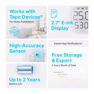 TP-Link Tapo T315 pametni merilnik temperature in vlage z 2,7-palčnim LCD zaslonom TP-Link Tapo T315 pametni merilnik temperature in vlage z 2,7-palčnim LCD zaslonom