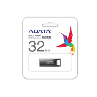 ADATA Flash disk 32 GB UR340, USB 3.2 Dash Drive, kovinsko sijajna črna