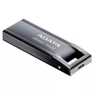 ADATA Flash disk 64 GB UR340, USB 3.2 Dash Drive, kovinsko sijajna črna