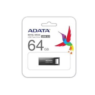 ADATA Flash disk 64 GB UR340, USB 3.2 Dash Drive, kovinsko sijajna črna