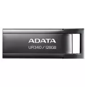ADATA Flash disk 128 GB UR340, USB 3.2 Dash Drive, kovinsko sijajna črna
