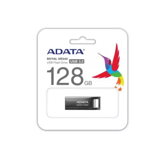 ADATA Flash disk 128 GB UR340, USB 3.2 Dash Drive, kovinsko sijajna črna