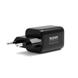 PORT omrežni polnilnik za USB-C in USB-A, 45 W, črn