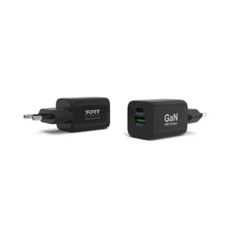 PORT omrežni polnilnik za USB-C in USB-A, 45 W, črn