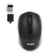 PORT brezžična miška Brezžična pisarniška, USB-A/USB-C, 2, 4Ghz, 1000DPI, črna