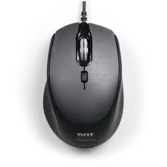 PORT optična miška SILENT, USB-A/USB-C, 3600 DPI, črna