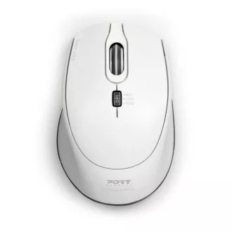 PORT brezžična miška SILENT, USB-A/USB-C, 2, 4Ghz, 1600DPI, bela