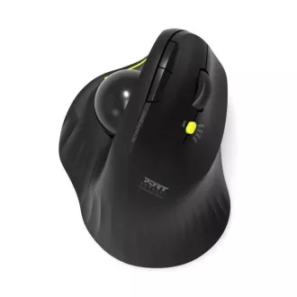 PORT brezžična ergonomska miška ERGONOMIC TRACKBALL, 2, 4 Ghz in Bluetooth, USB-A/C, črna