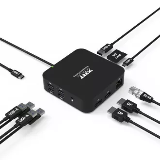 Priključna postaja PORT USB-C 10v1, 2x4K Display Port, 5x USB-A, USB-C 85W PD, Ethernet, SD