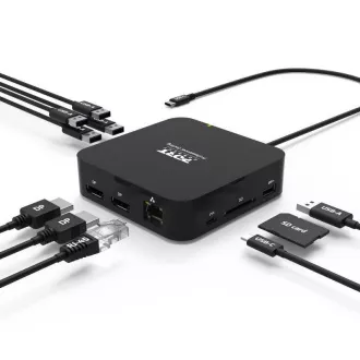 Priključna postaja PORT USB-C 10v1, 2x4K Display Port, 5x USB-A, USB-C 85W PD, Ethernet, SD