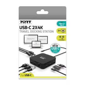 Priključna postaja PORT USB-C 10v1, 2x4K Display Port, 5x USB-A, USB-C 85W PD, Ethernet, SD