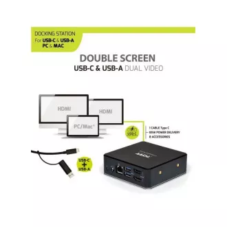 PORT priklopna postaja 8v1 USB-C, USB-A, dvojni video, HDMI, Ethernet, zvok, USB 3.0 PORT priklopna postaja 8v1 USB-C, USB-A, dvojni video, HDMI, Ethernet, zvok, USB 3.0