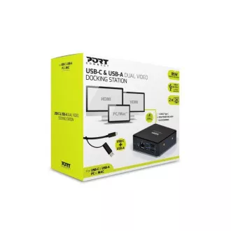 PORT priklopna postaja 8v1 USB-C, USB-A, dvojni video, HDMI, Ethernet, zvok, USB 3.0 PORT priklopna postaja 8v1 USB-C, USB-A, dvojni video, HDMI, Ethernet, zvok, USB 3.0