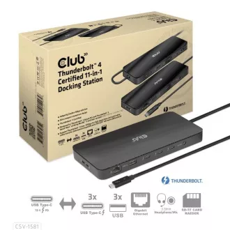 Club3D Priključna postaja USB-C 11v1, 2xDP, 3xUSB-C, 3xUSB, 1xRJ45, bralnik kartic SD, črna