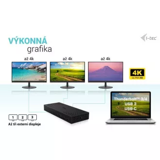 i-tec USB 3.0 / USB-C / Thunderbolt, 3x 4K Priključna postaja Gen 2   PD 100W