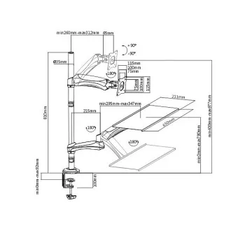 Namizni nosilec za monitor s polico za tipkovnico Fiber Mounts M68C1