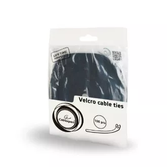 C-Tech CABLEXPERT Velcro trakovi, 210 mm, črni, 100 kosov v pakiranju